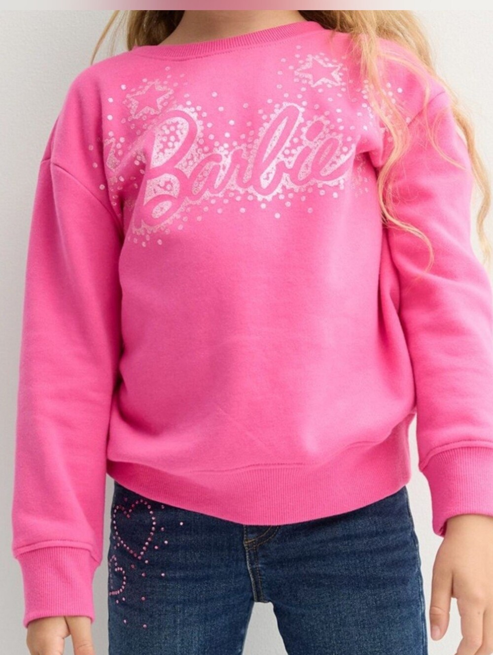 Jumping Beans Girl's Barbie Stars Graphic Pullover Long Sleeve Sweater Pink Sz 5